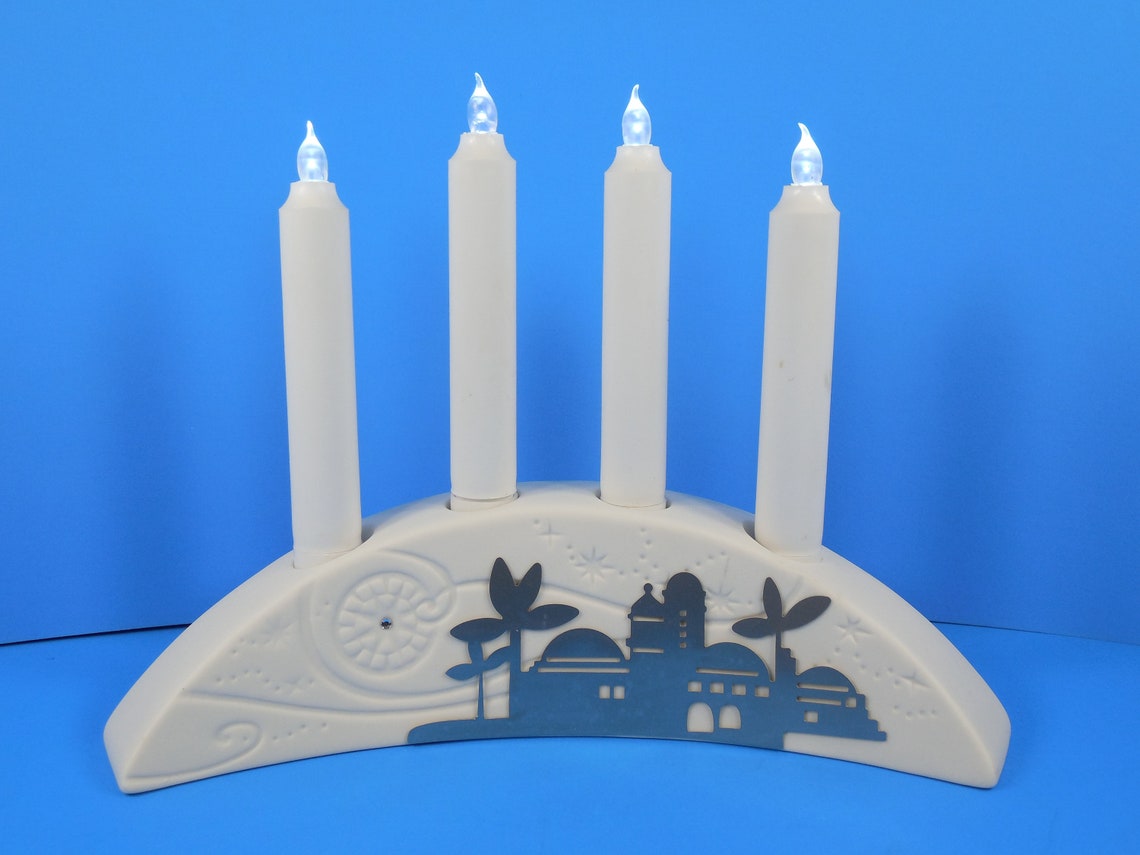Advent Nativity Candle Holder By Hallmark Embossed White Etsy