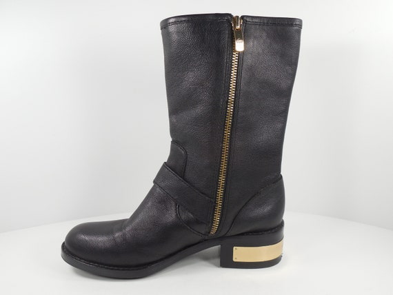 Vince Camuto Winchell Moto Mid Calf Black Leather… - image 3
