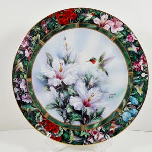 Lena Liu&#39;s Ruby-throated Hummingbird Treasury 1992 First 1st Issue W S George China Porcelain Collector&#39;s Display Plate Bradford Exchange