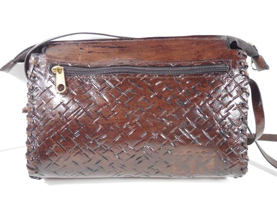 Patchwork Tooled Leather Signed KK Hand Crafted P… - image 7