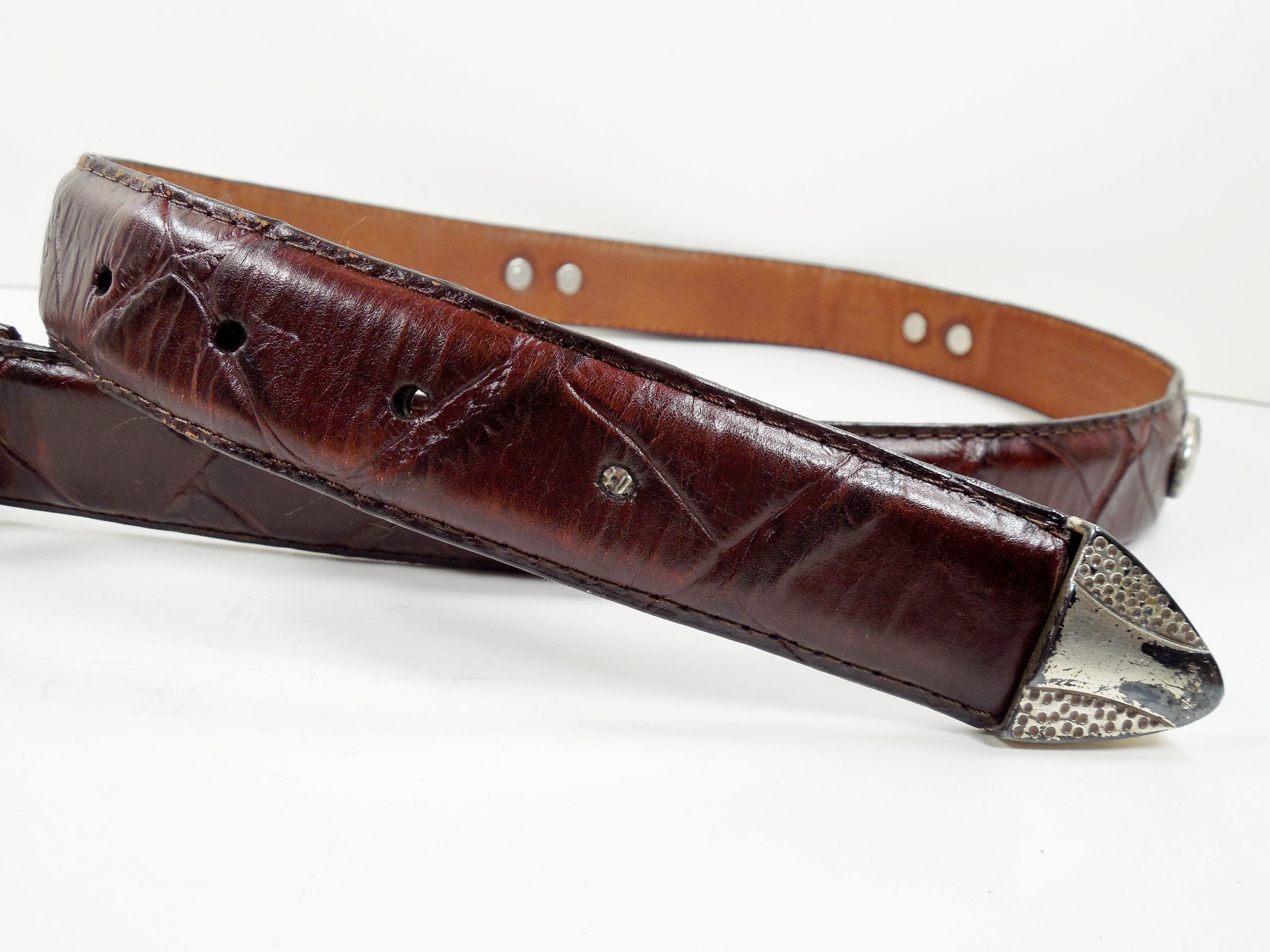 Brown Embossed Croc Crocodile Gator Alligator Full Grain  display picture 2