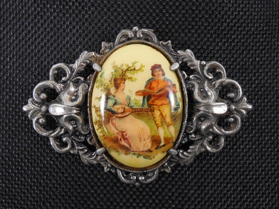 Large Victorian Art Nouveau French Man And Woman … - image 1