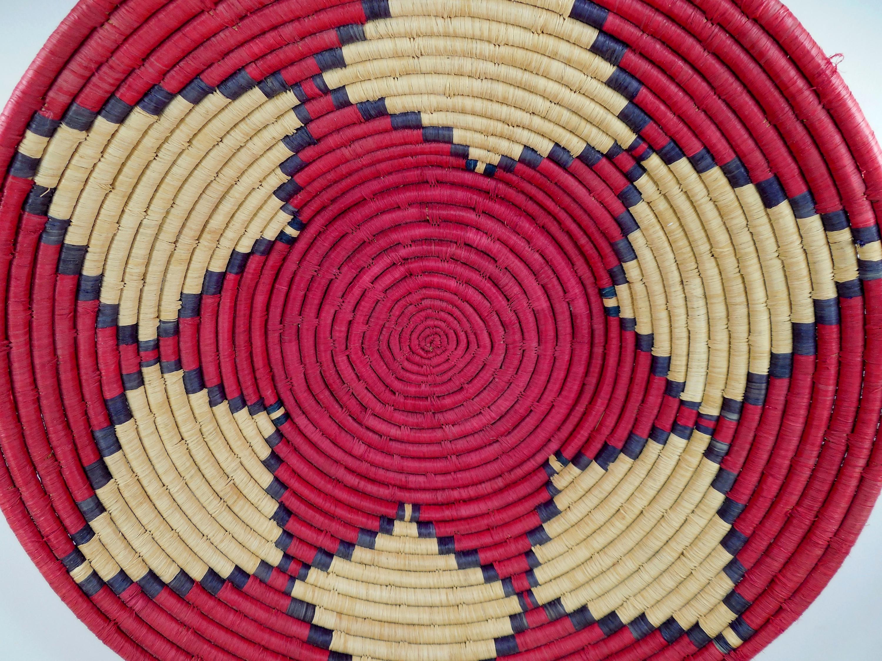 Handwoven Large 17 Inch African Coil Coiled Straw Basketry Bowl Tray ...