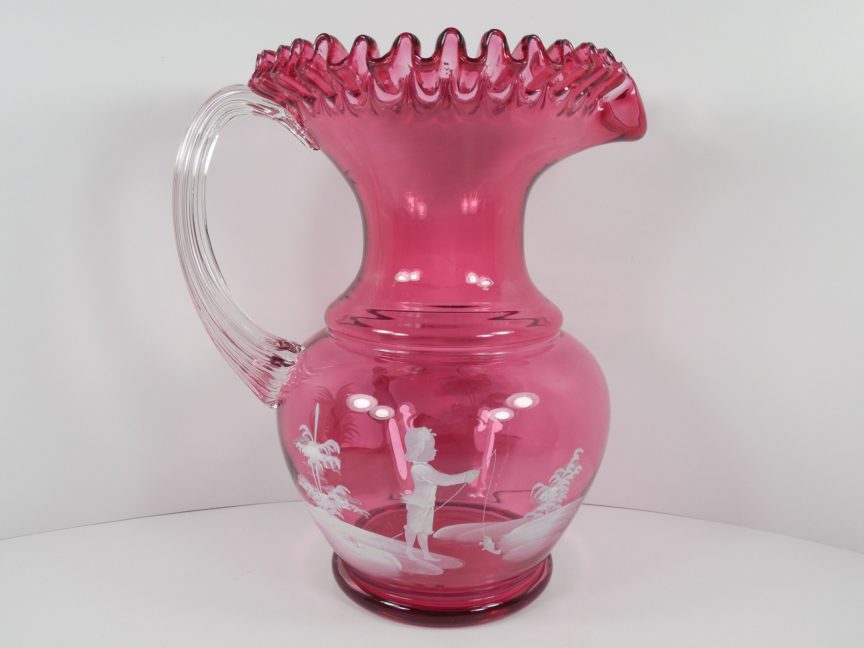 ヴィンテージ メアリー グレゴリー フェントン クランベリーガラス 花瓶 ヴィンテージ メアリー グレゴリー フェントン クランベリーガラス