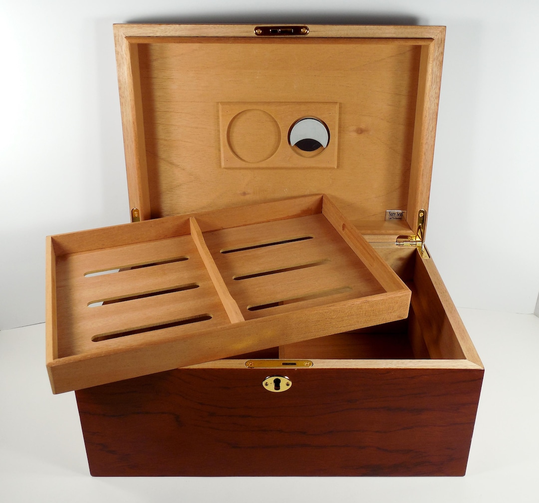 Cherry Wood Wooden Cigar Tobacco Cigarette Humidor by Quality Imports ...