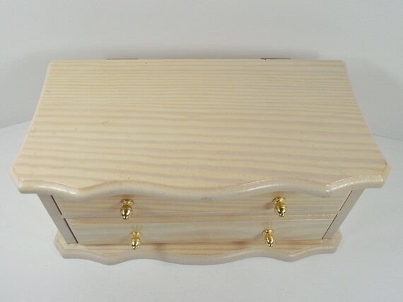 Blonde Wood Wooden Jewelry Box Pull Drawer Music … - image 2