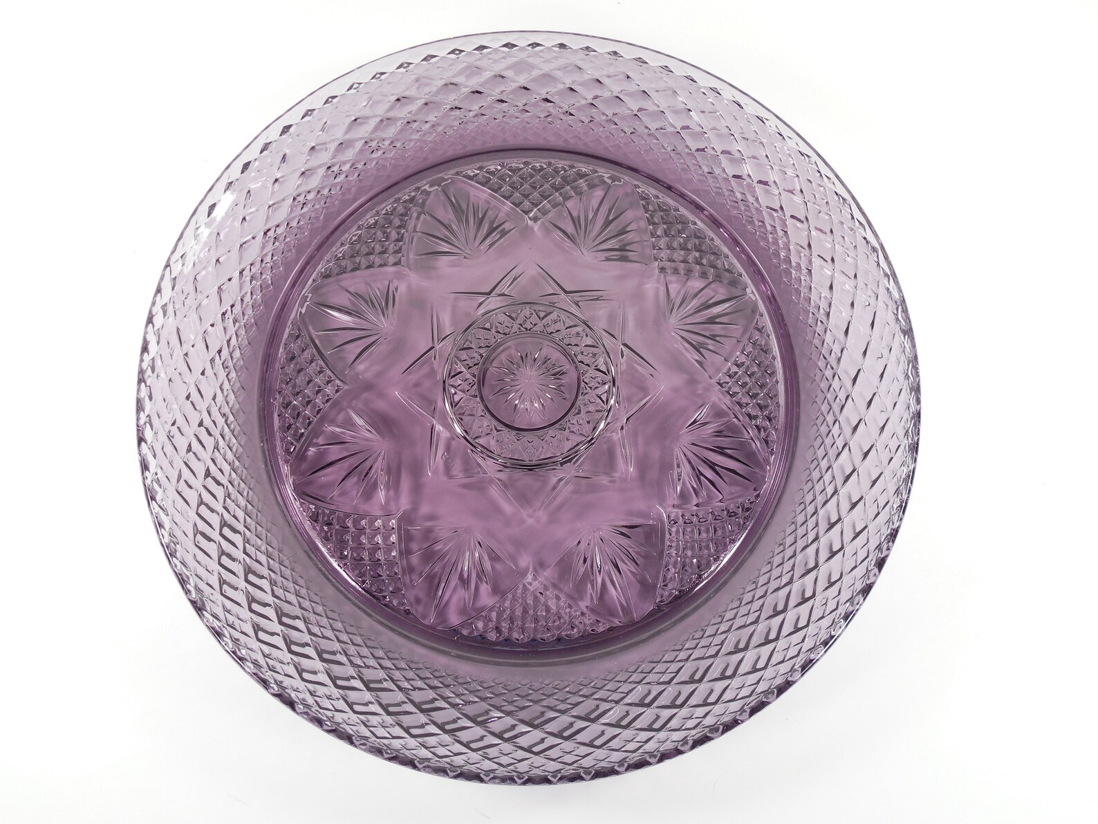 Vintage Amethyst Purple Glass Dinner Plates By Cristal Etsy