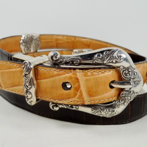 Brighton Reversible Brown crocodile to black belt with classic Brighton silver Brighton Reversible Embossed Alligator Gator Croc Dark Brown  main image 3