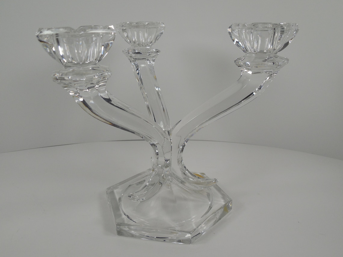 German Genuine Lead Crystal Three 3 Tapered Candlestick Candle Etsy
