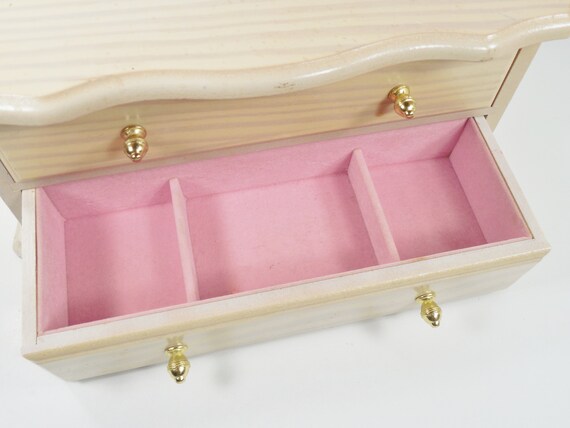 Blonde Wood Wooden Jewelry Box Pull Drawer Music … - image 8