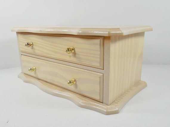 Blonde Wood Wooden Jewelry Box Pull Drawer Music … - image 3