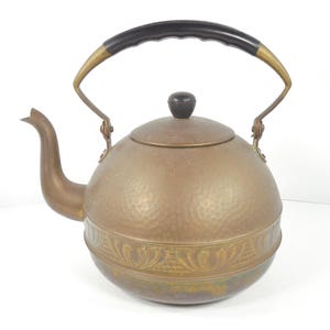 Art Deco West German Western Germany Protherm Copper Tea Kettle Copper Teapot Tea Coffee Pot Embossed And Hammered Copper West Germany