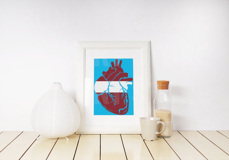 Latvian flag instant download anatomical heart PNG