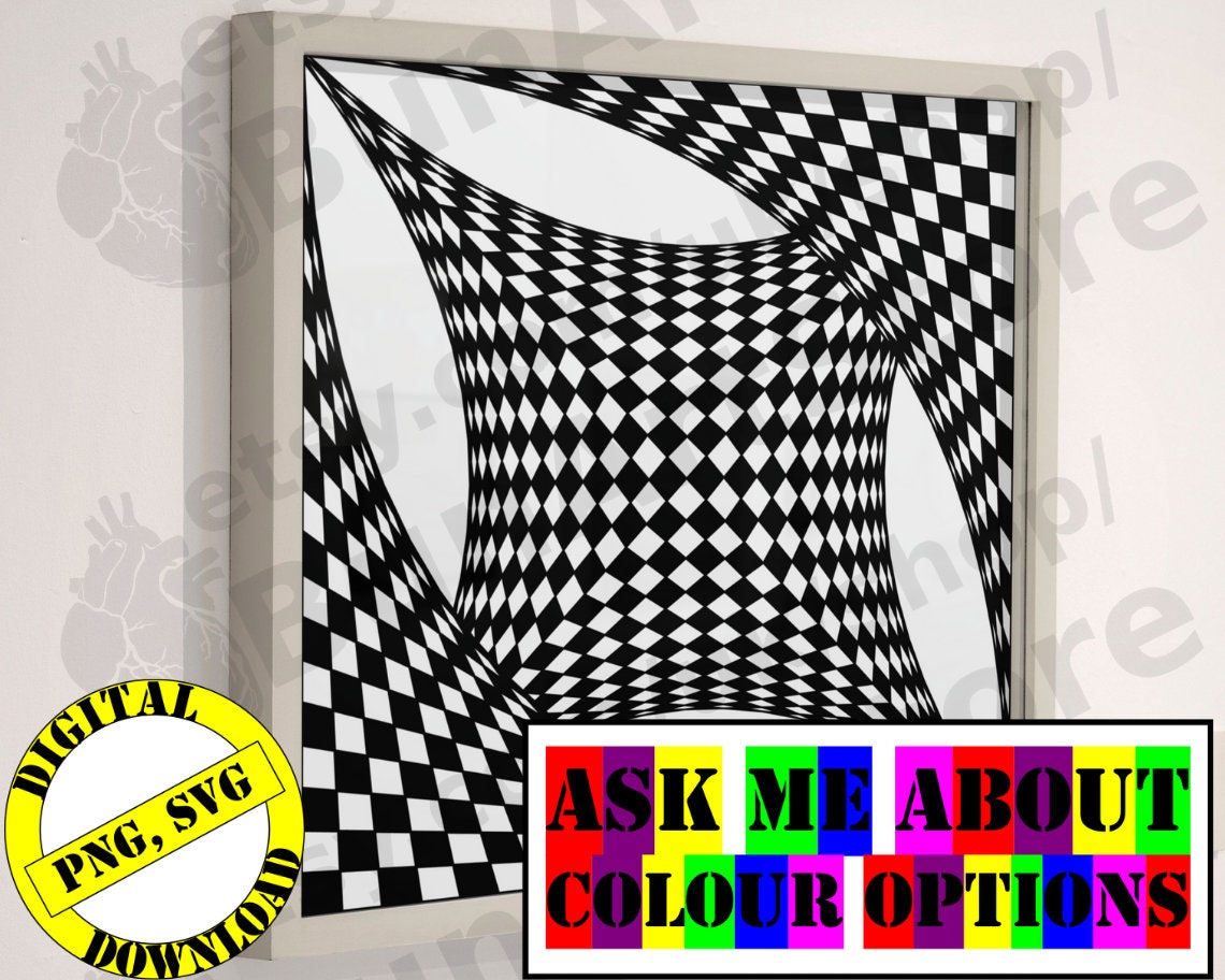 Download Checkerboard Print Chessboard Print Optical Illusion Art 3d Etsy