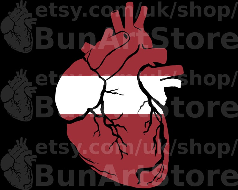 Latvian flag instant download anatomical heart PNG