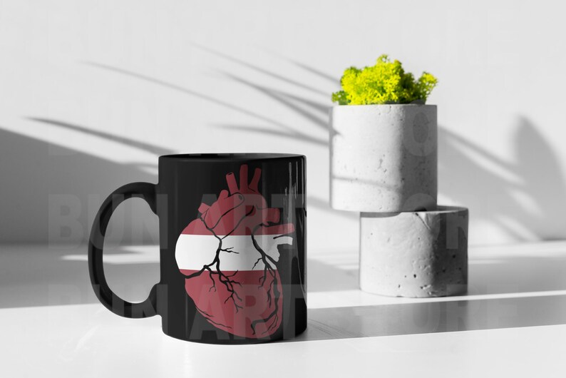 Latvian flag instant download anatomical heart PNG