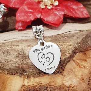 You got this Mama Charm, stainless steel on bail bead or chain necklace original encourage motivate new mum gift mum to be