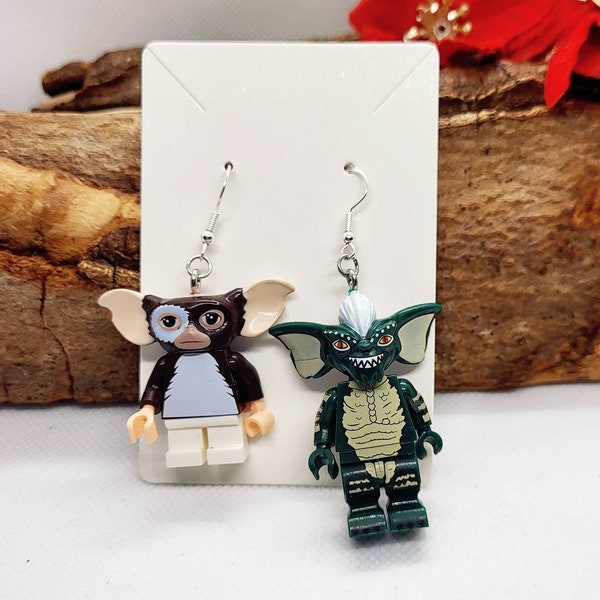 Novelty brick santa Christmas earrings fun gift festive unique decoration father alien santa claus unique clip on available green unique