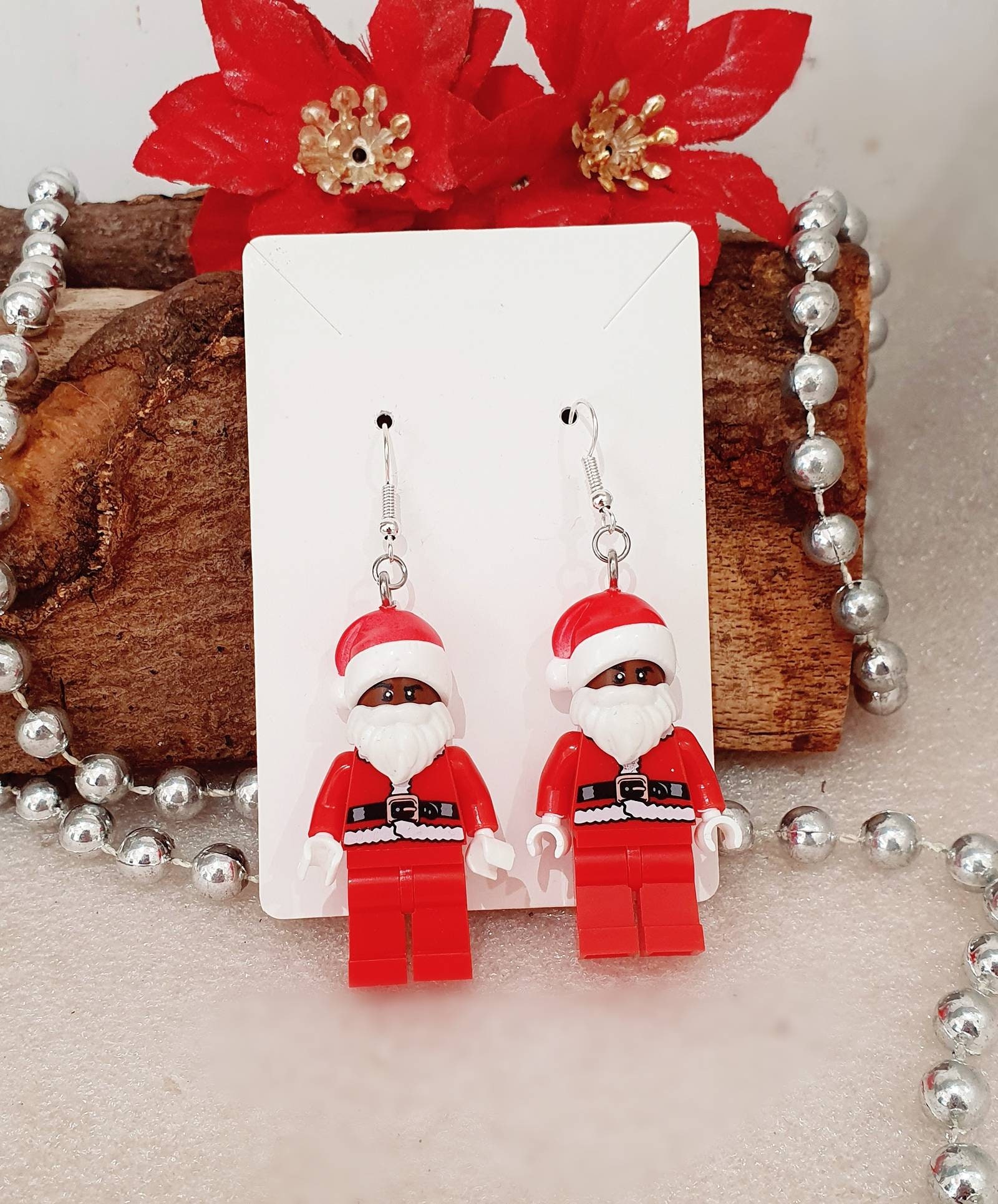 Black outlet santa earrings