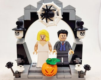 Spooky halloween wedding cake topper Custom DESIGN your OWN goth Build it OR ready made brick lgbtqia2s+ colour schemes bride groom arch diy