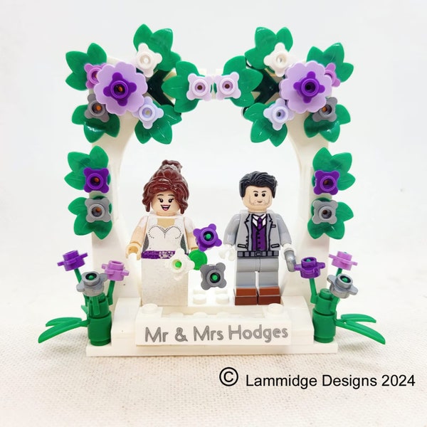 Custom name (extra) spring flower wildflower summer colour Build/made DESIGN your OWN brick wedding cake topper bride groom people arch gift