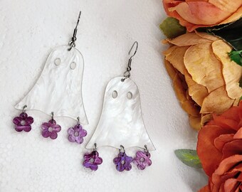 Novelty acrylic ghost cute skeleton pumpkin charm earrings fun gift festive unique decoration gothic Halloween spooky figurine skull autumn