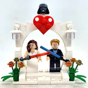 Custom personalised wedding cake topper Build / built (accessories shown EXTRA) brick  lgbtqia2s+ sabre schemes bride groom arch