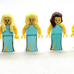 Custom design your OWN, mini people cake topper funny brick wedding Personalised bridesmaid (custom dresses shown) gift groomsmen  arch diy