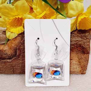 Novelty resin tropical fish in bag  toy  wings woman girls his  earrings fun gift  unique decoration large cute choice of fish