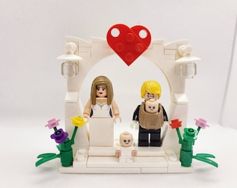 Custom DESIGN your OWN. Build it or ready made WHITE brick wedding cake topper family baby heart lgbtqia2s+ colour  bride groom arch diy