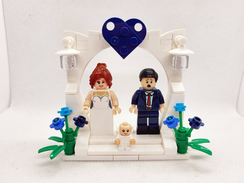 Custom design your OWN, WHITE build it OR ready made funny joke brick wedding cake topper Personalised lgbtqia2s bride groom cute arch diy image 1