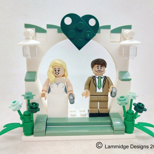 Custom SAGE GREEN  Build your own OR ready made design your own brick wedding cake topper bride groom arch diy spring summer autumn winter