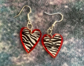 Small Zebra Print EarringsPlastic Texture Faux Leather Leaf Teardrop EarringsGift for Her under 10Statement EarringsEasy to wear