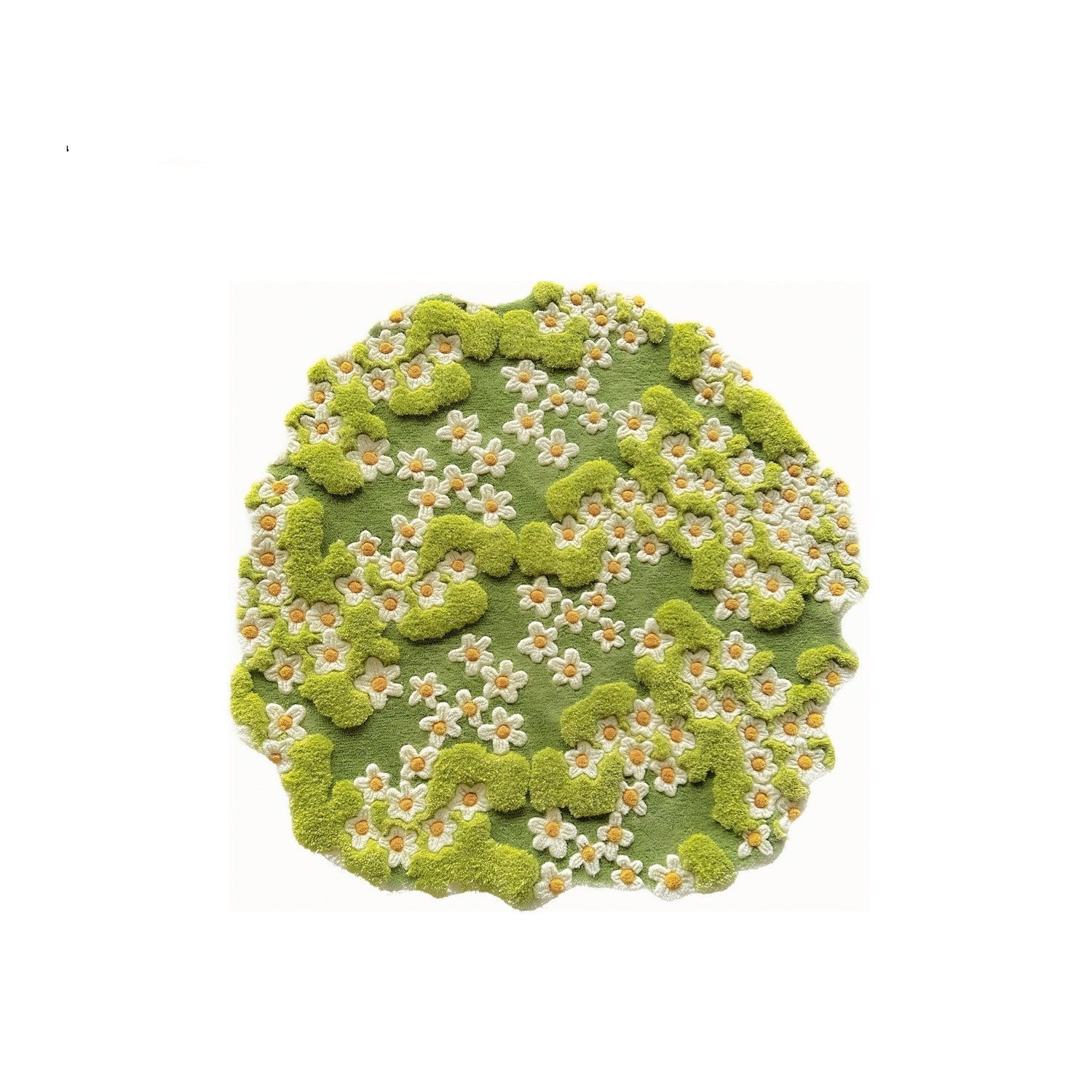 Handmade Daisy Moss Garden Rug Flower Rug Carpet Green Moss Etsy