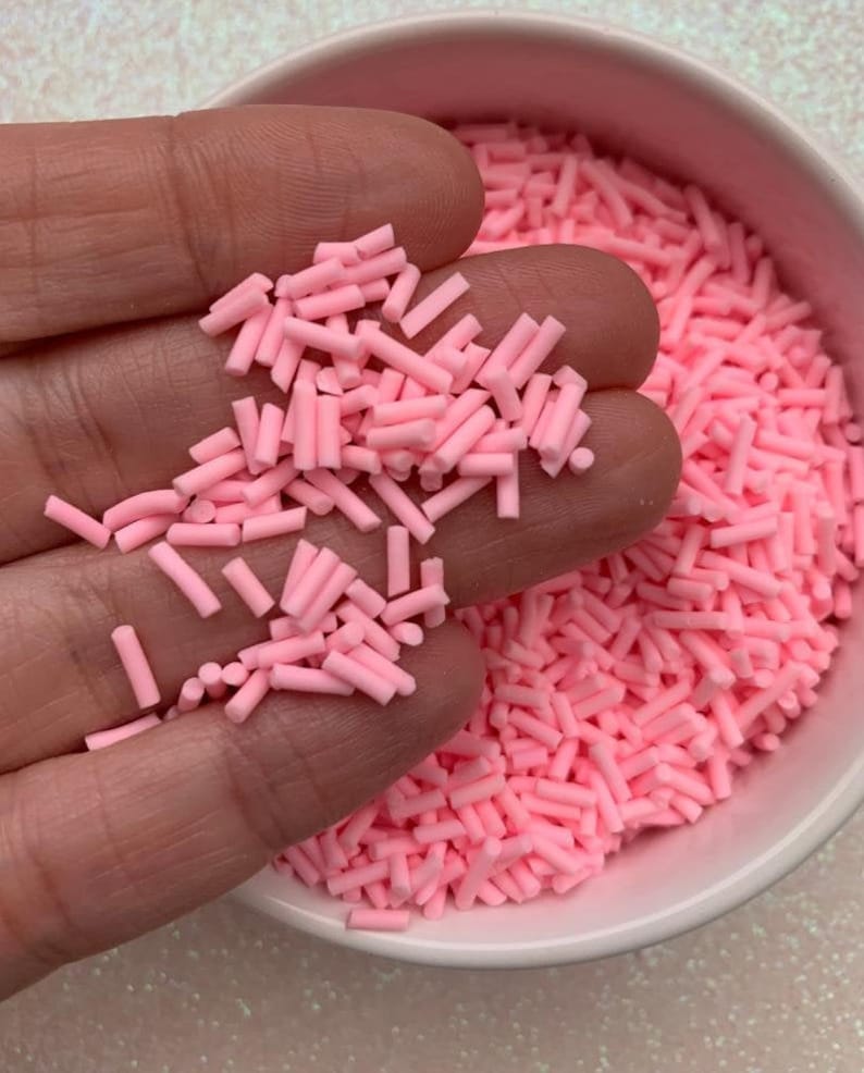 Rose Light Pink Baby Pastel Polymer Clay Sprinkle Fake Faux Sprinkles Confetti Deco Charms Slime Resin Nails Epoxy Fake Food Topping Jimmies