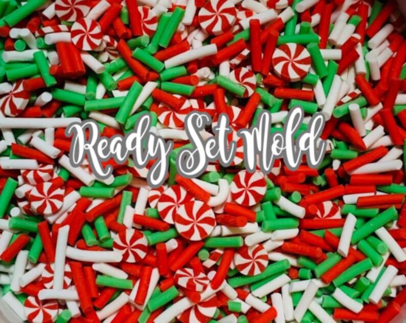Holiday Christmas Peppermint Polymer Clay Sprinkle Mix Fake Faux Sprinkles Confetti Charms Slime Resin Nails Epoxy Fake Food Topping