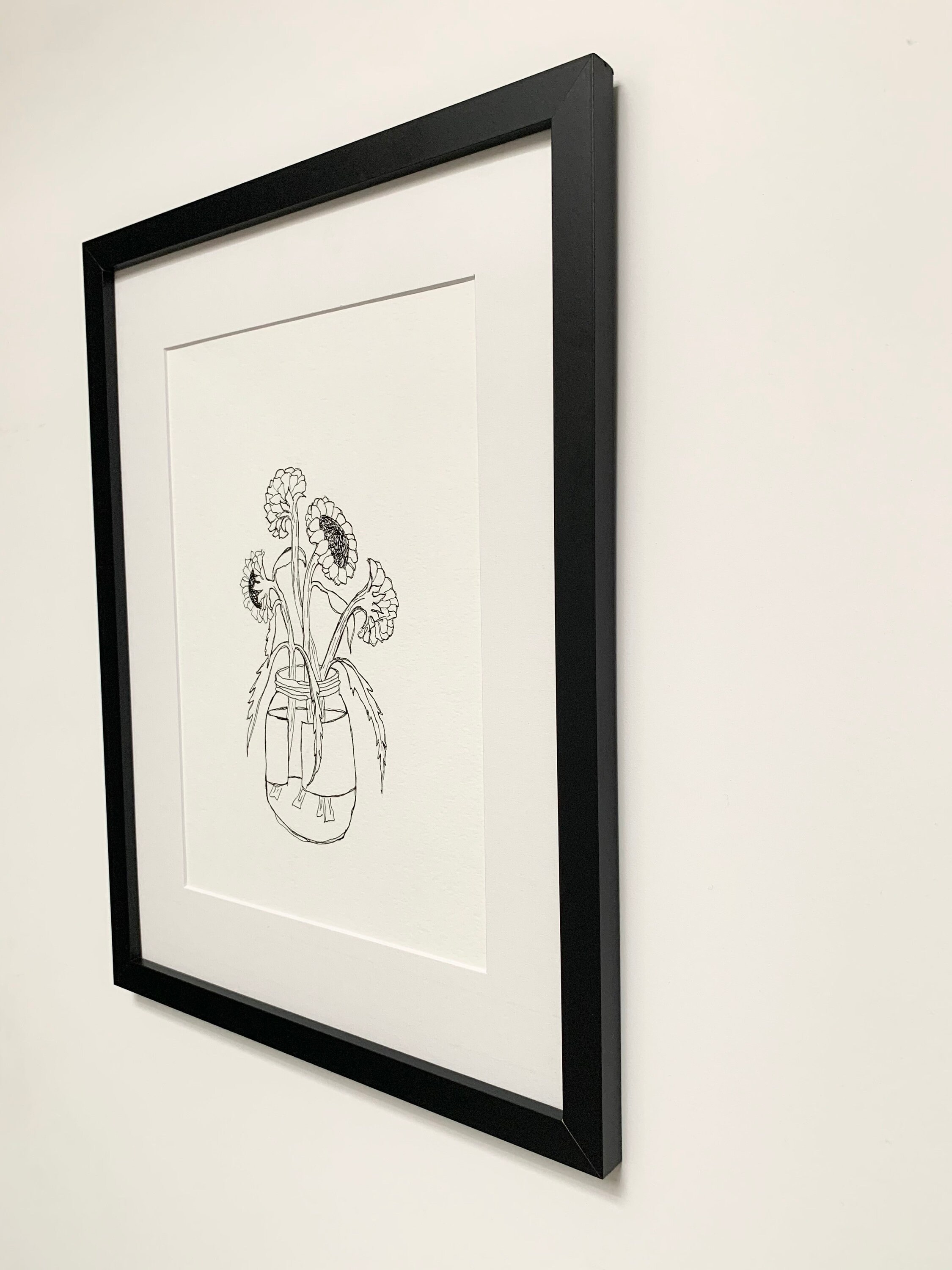 Large Black Floral Wall Art Minimalist Sunflowers Etsy UK