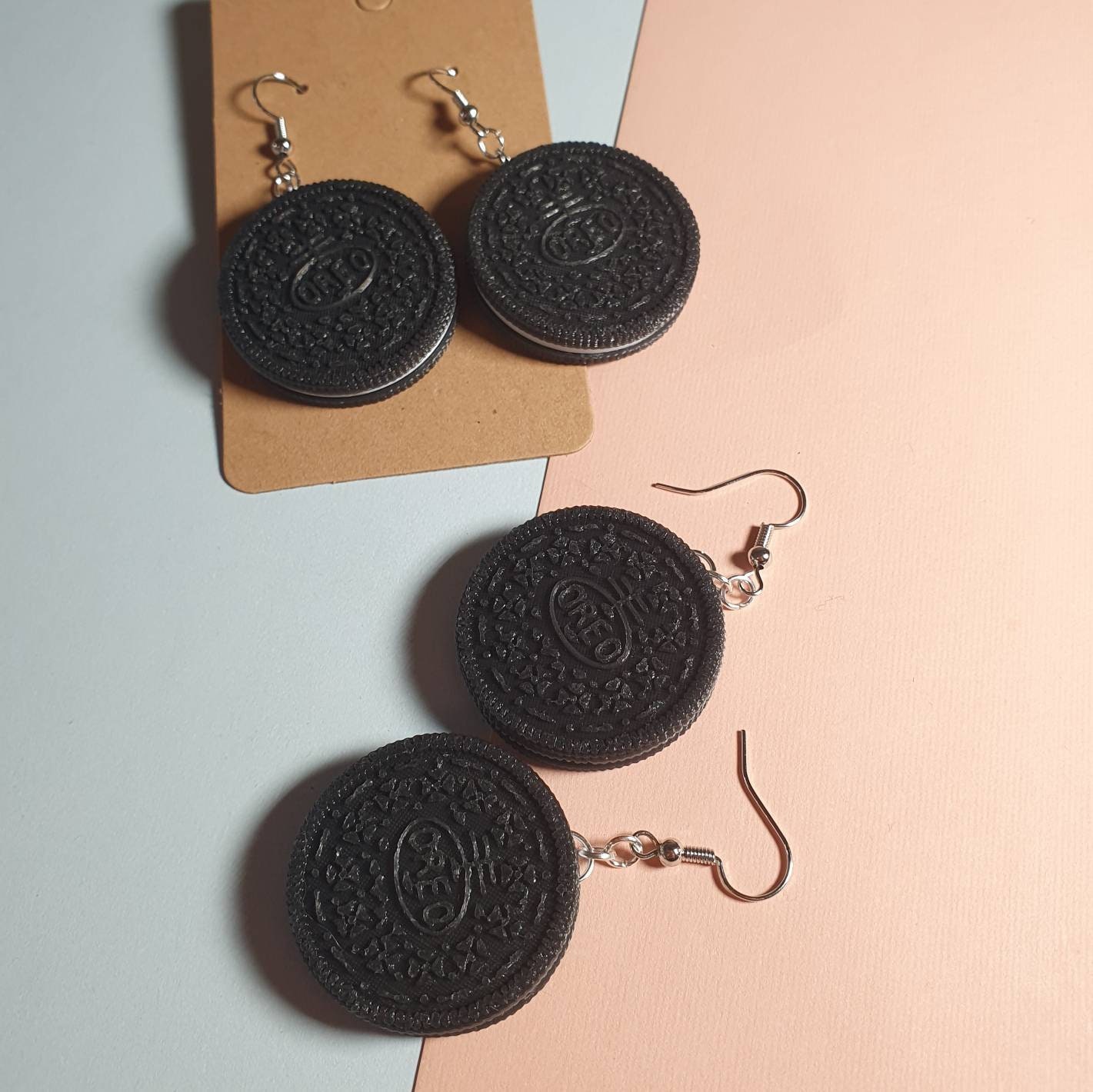 Mini Oreo Earrings Fake Food Bold Statement Lightweight Etsy