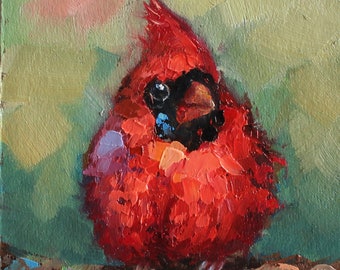Original birds oil paintings  by Daiga Dimza bright colorful abstract art artwork home hanging miniature small modern gift Textured