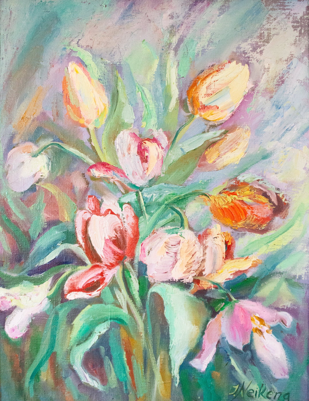 Flowers Painting original canvas large colorful summer tulips Etsy 日本