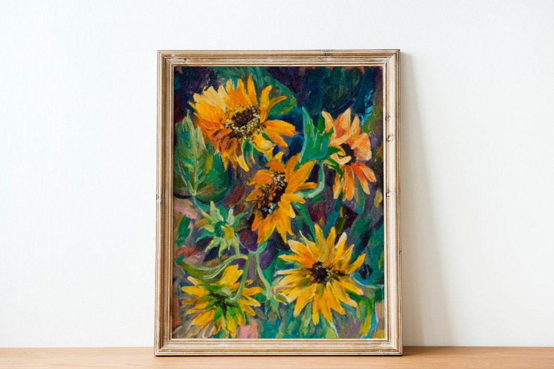 Peinture à L'huile - Tableau De Tournesols - Fait Main, Style Classique
