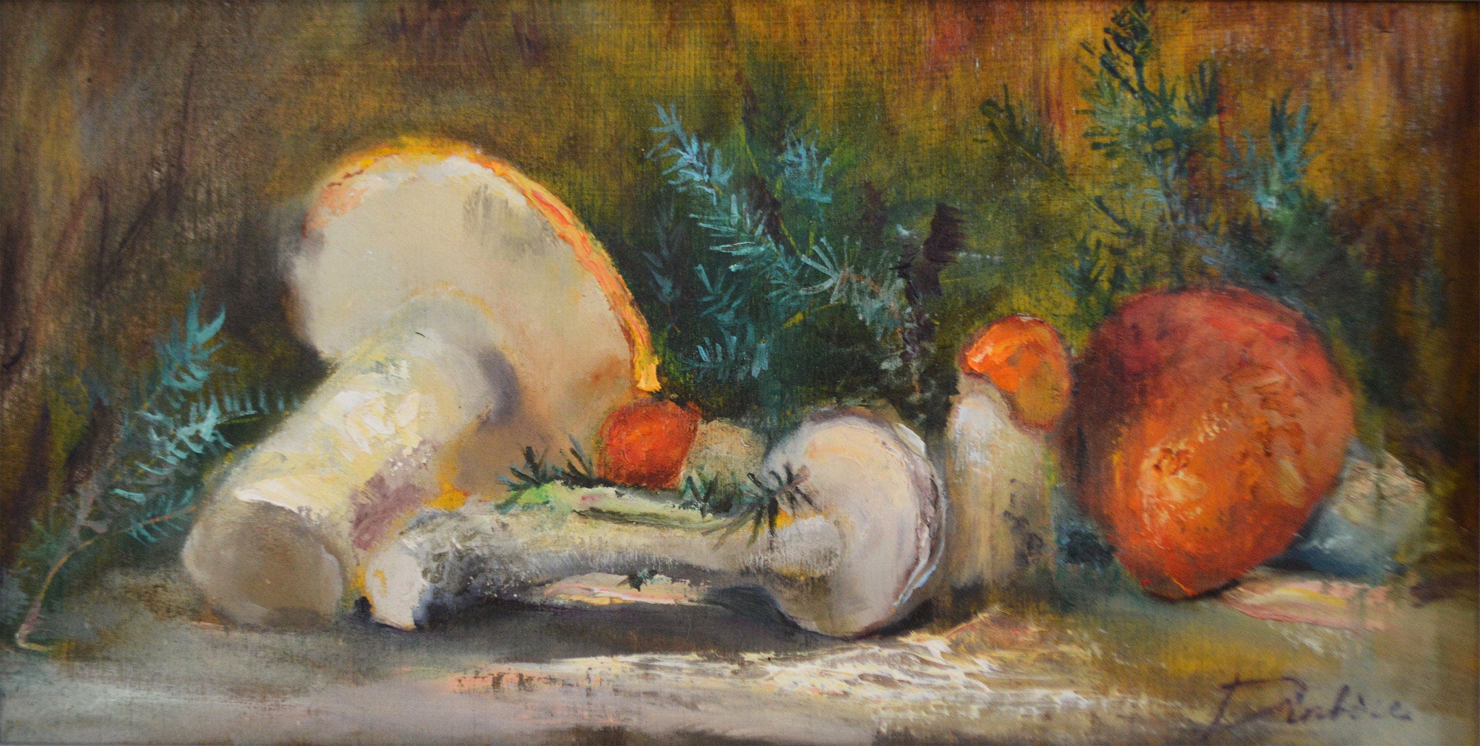 Mushrooms still life oil painting on board country kichen Etsy