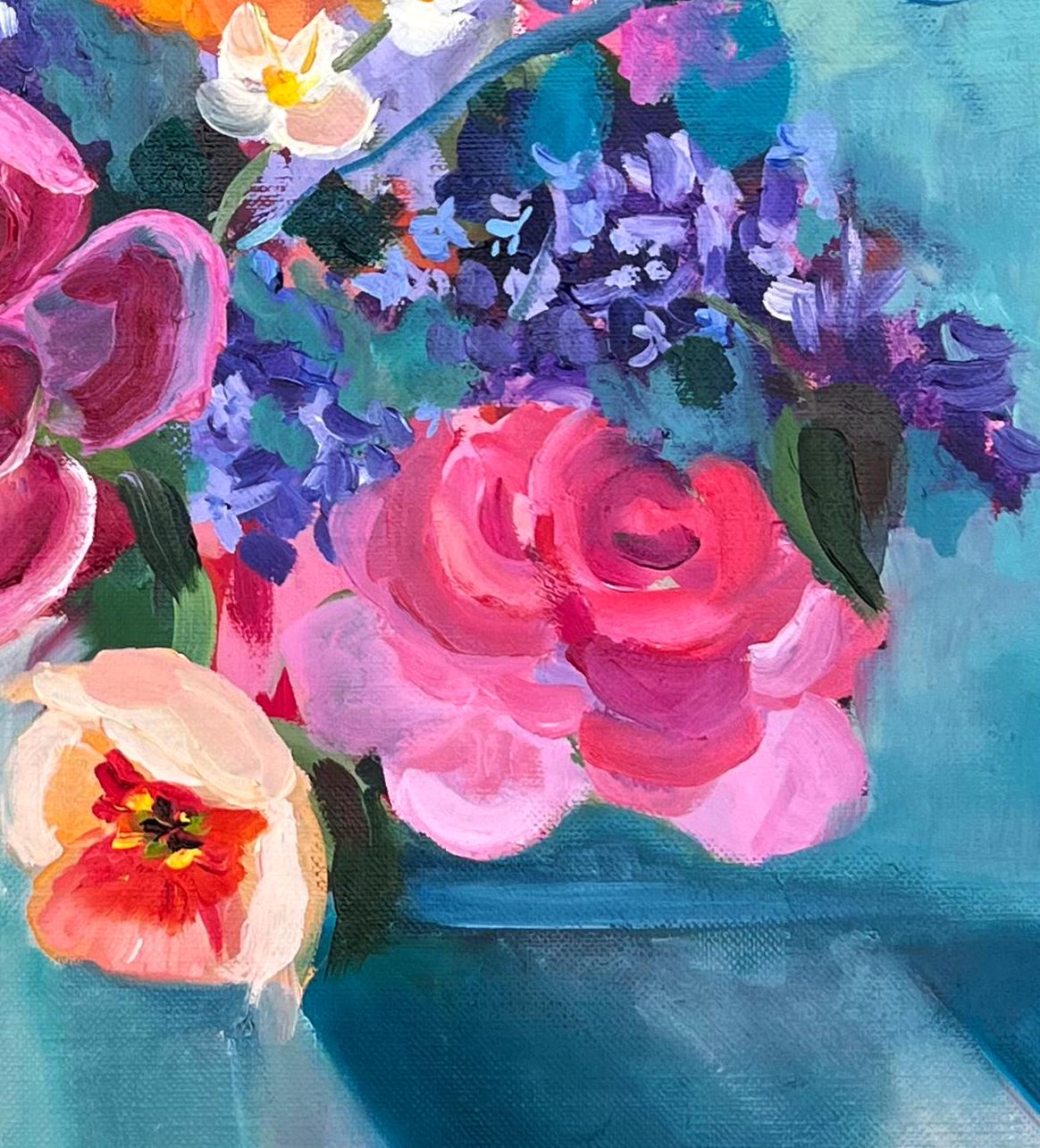 Abstract Flowers Original Oil Painting Artful Moody Floral Art Work on ...