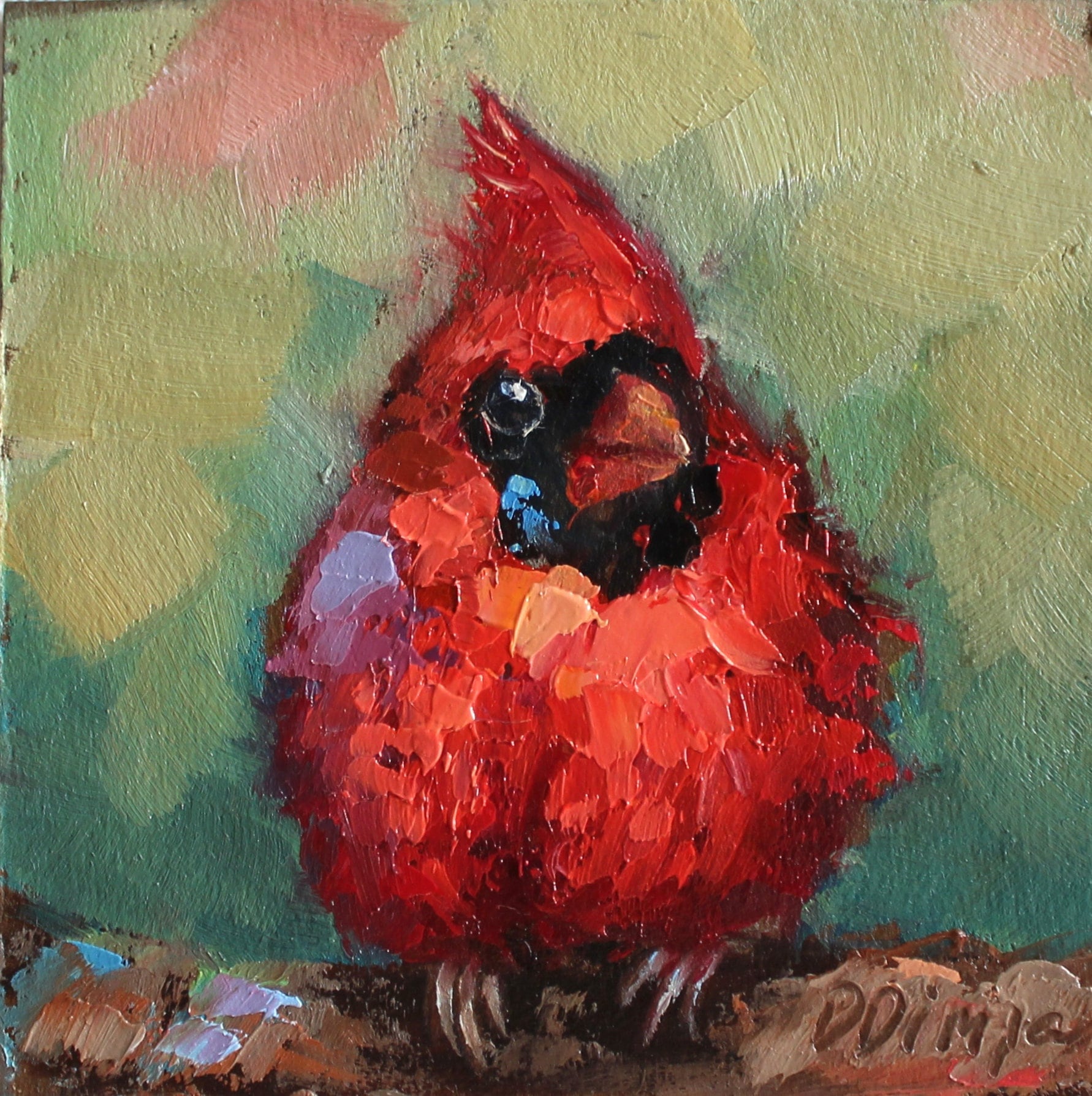 Original birds oil paintings  by Daiga Dimza bright colorful abstract art artwork home hanging miniature small modern gift Textured