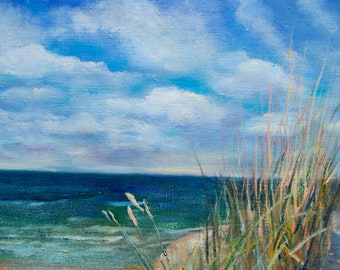 海の風景油絵 海の油絵 海のアートワーク 風景画 オリジナル
