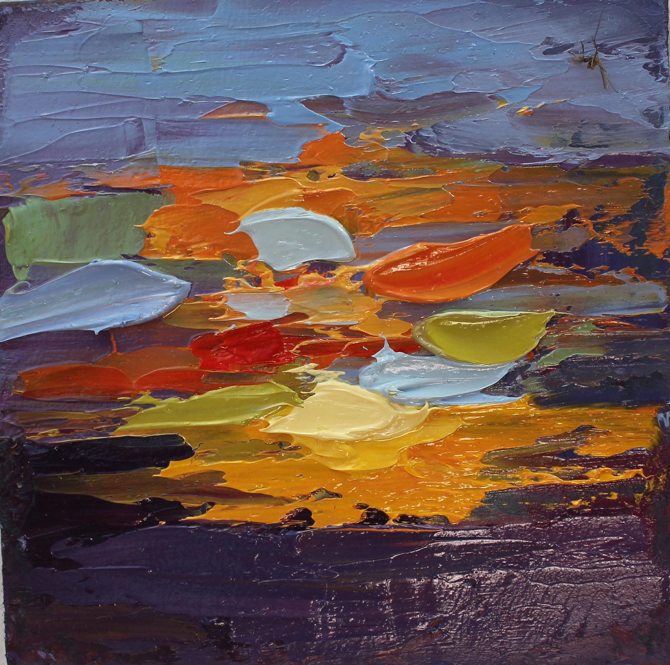 Original Abstract Oil Painting on Cardboard Texture Art by Daiga Dimza ...