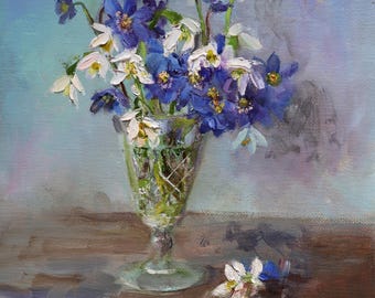 Original Oil Painting: Wildflowers in Impressionist Style (25 x 30 cm), still life art by Gita Dinbire