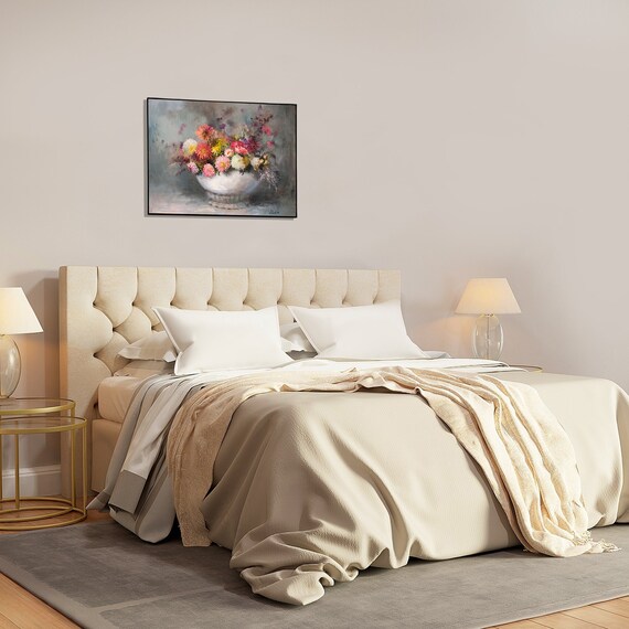 大型　油彩画 花瓶の花 　インテリア 大きな油絵 オリジナルフラワー アスター 花瓶 静物画 ブーケ 壁