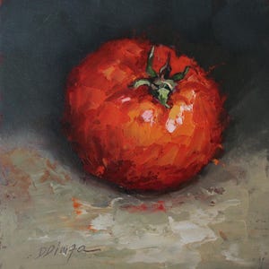 Pintura original a óleo de tomate sobre papelão Textura Arte por Daiga Dimza horta Arte de parede presente para ela Arte em miniatura