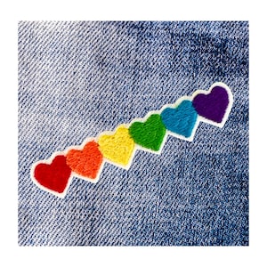 Rainbow Hearts Embroidered Pride Patch - Iron On or Sew On